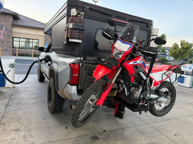 Toyota Tacoma with Honda CRF300L on the Loowit Lift