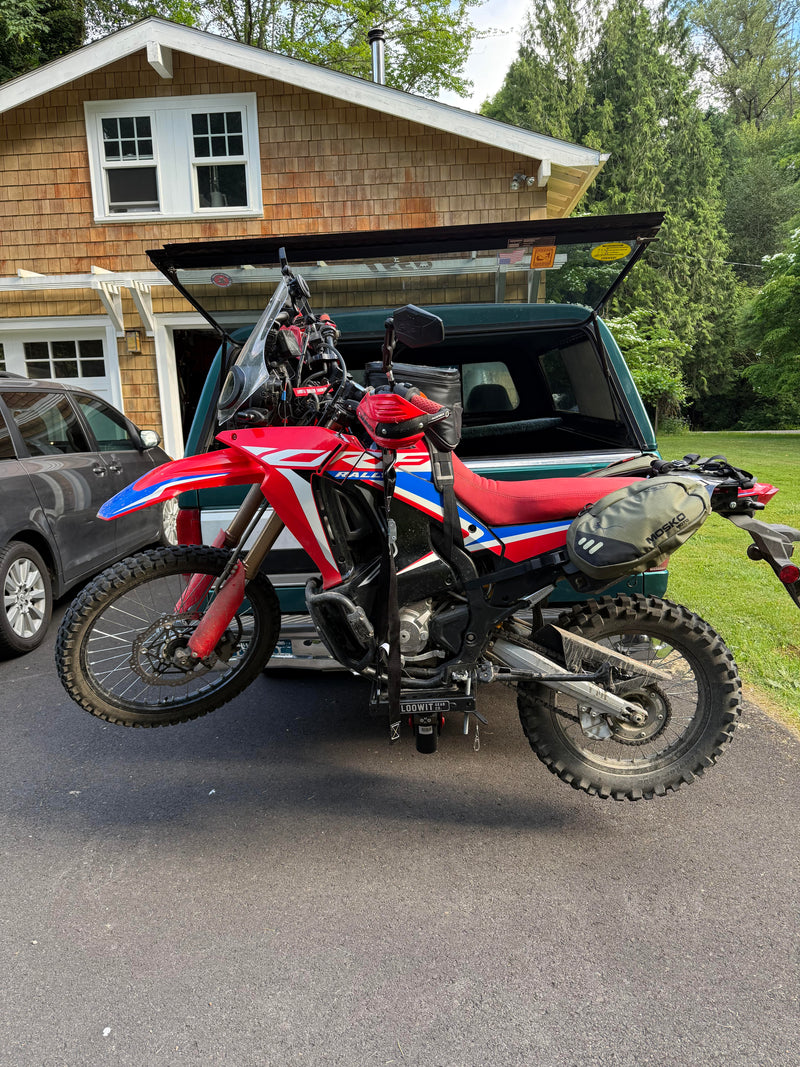 Ford F250 with Honda CRF300L Rally on the Loowit Lift